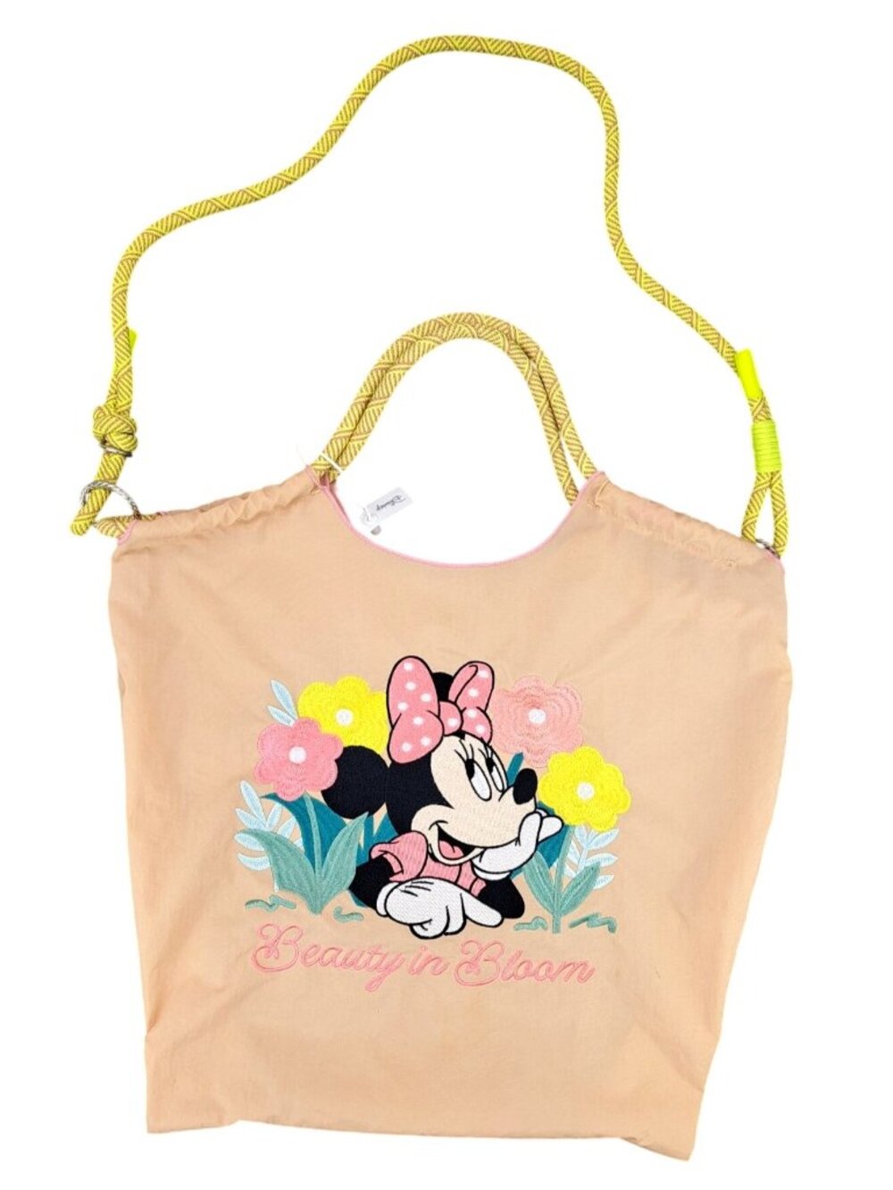 Disney Minnie Mouse Beauty In Bloom Tan Tote Bag Embroidered New Without Tags - Picture 1 of 10